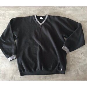 Vintage 90s Russell Athletic Sweatshirt Mens X-Large Black Gray Blank Made USA